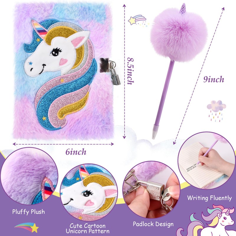 Tacobear Unicorn Gifts Girls Toy Age 5 6 7 8-12 with 3.5mm Wired Headphones Locked Diary Water Bottle Plush Bag Purse Socks Mirror  Christmas Birthday Gift Idea Toys for Teen Girl 6-10+ Years Old - Image 4